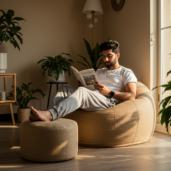 JuteComfort Bean Bag with Footstool