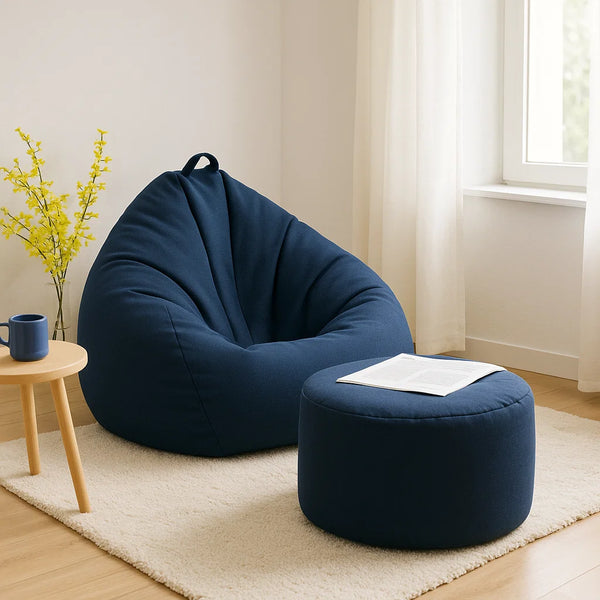 Nature's Nest Jute Bean Bag with Free Foot Stool