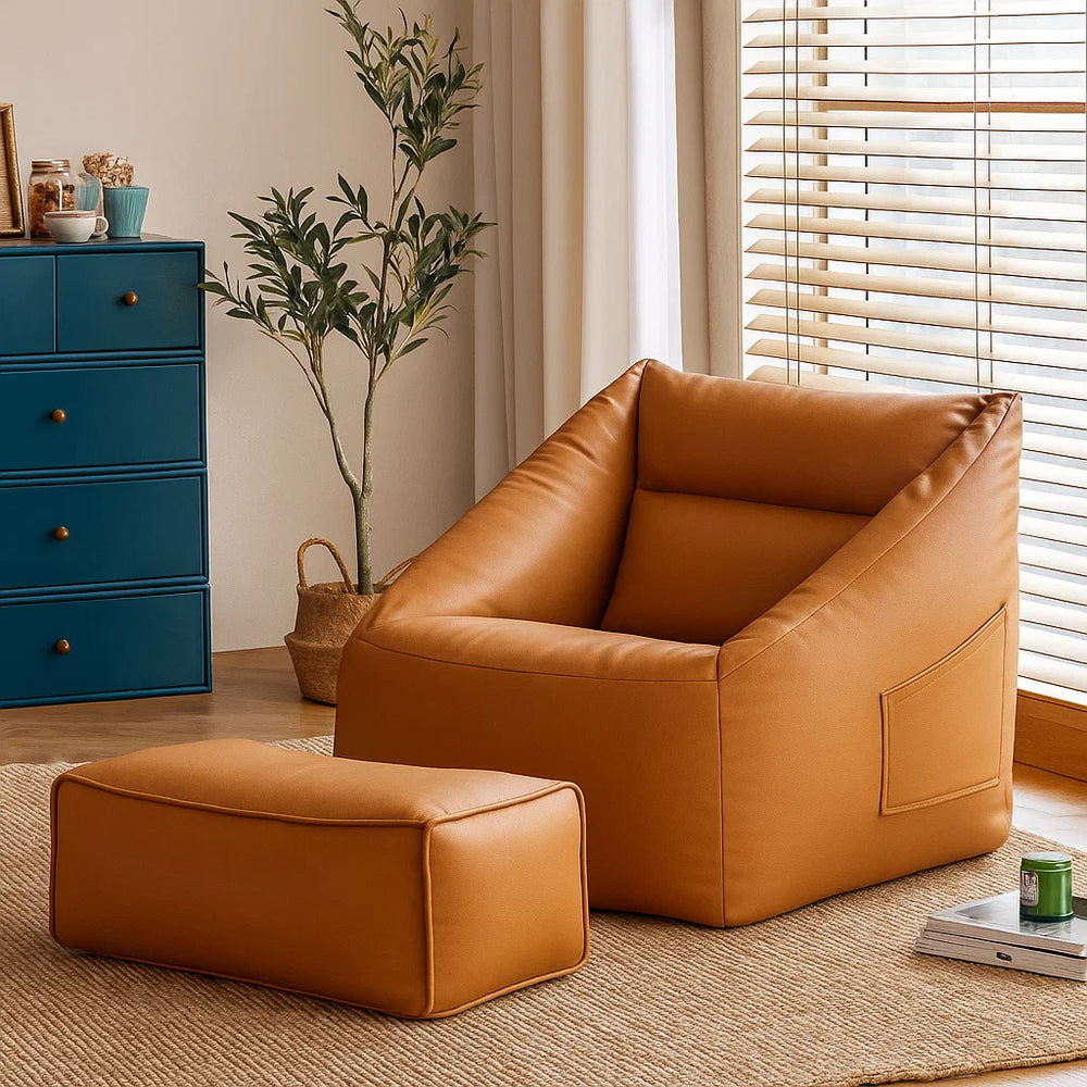 SofaSac Leather Bean Bag with FREE Foot Rest – Tick Bags