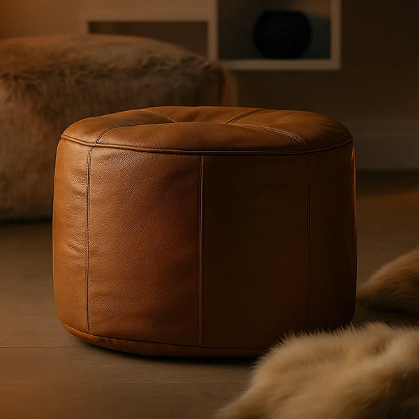 Faux Leather Stripped Bean Bag Stool