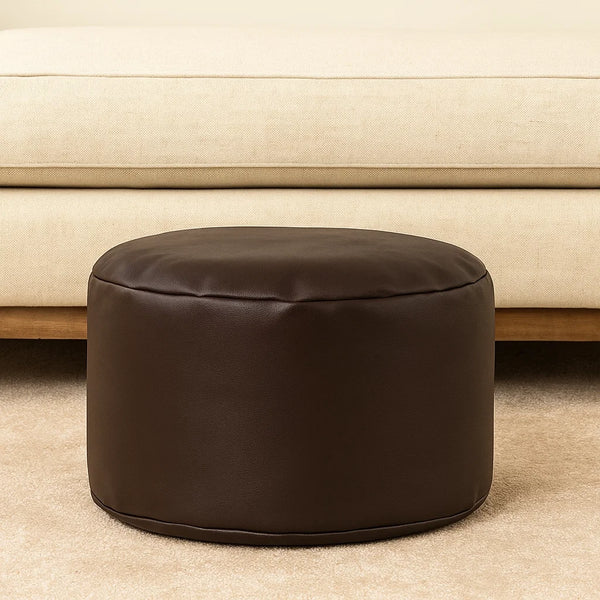 Leatherette Round Bean Bag Footrest