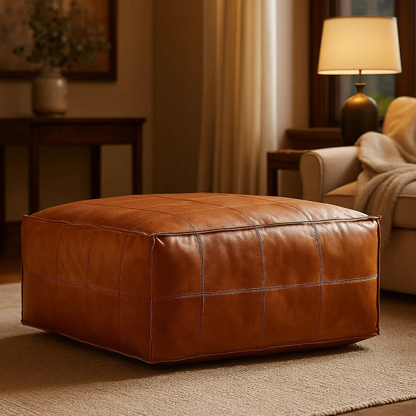 Bonded Leather Ottoman Pouf