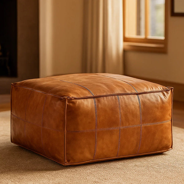 Square Leather Ottoman Pouf/Coffee Table
