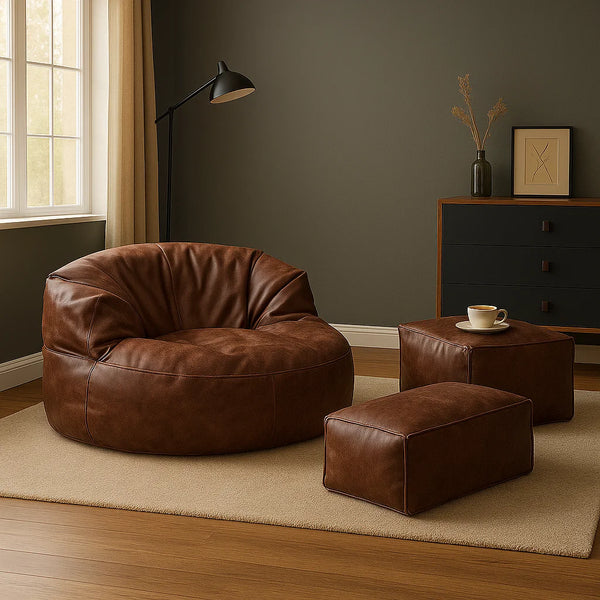Loaf Leatherite Bean Bag with Footrest