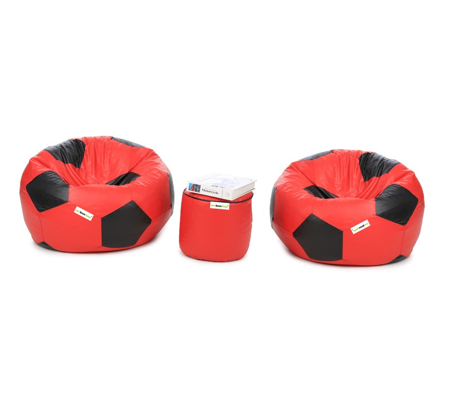 Set of Two Football Bean Bags and Stool