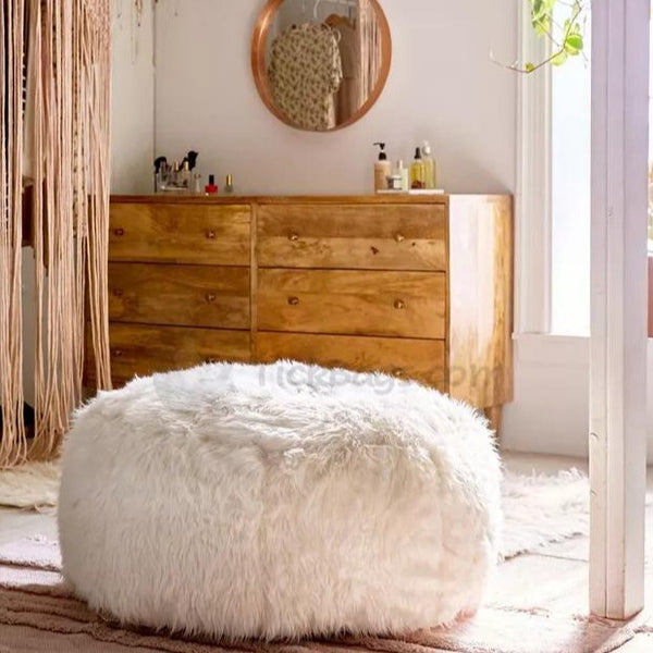 Shaggy Faux Fur Ottoman