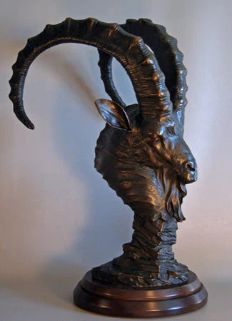 Ibex Head Bust Sculpture