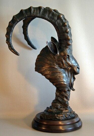 Ibex Head Bust Sculpture