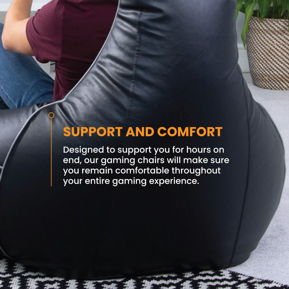Elite Gaming Leather Bean-Bag Sofa with Stool