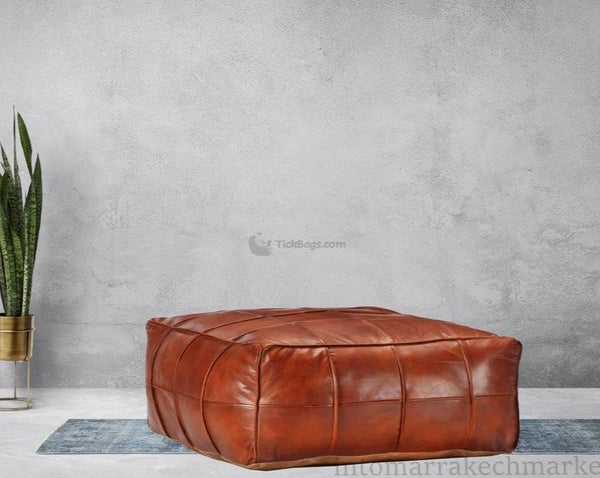 Square Leather Ottoman Pouf/Coffee Table