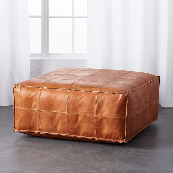 Bonded Leather Ottoman Pouf