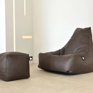 Open image in slideshow, OSLO Lounger Leather Stitched Sofa with Stool
