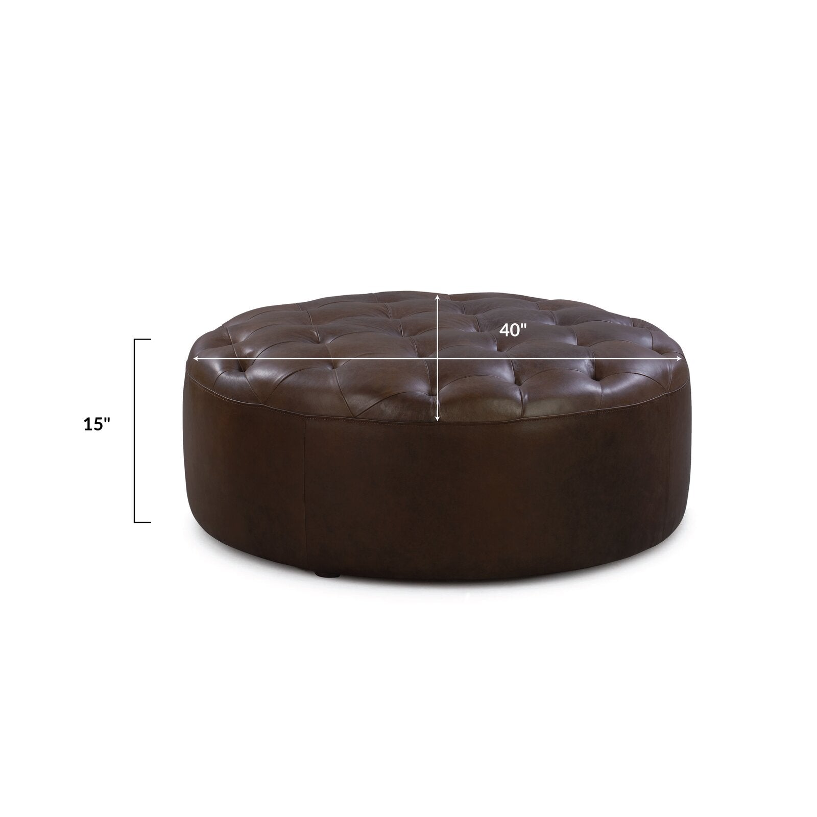 Leather Tufted Round Cocktail Ottoman